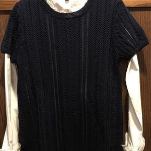 Brooks Brothers Navy Knit Cotton Sweater